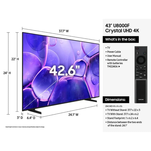 Samsung 43U8000F 43 Inches Class Crystal UHD Smart LED TV